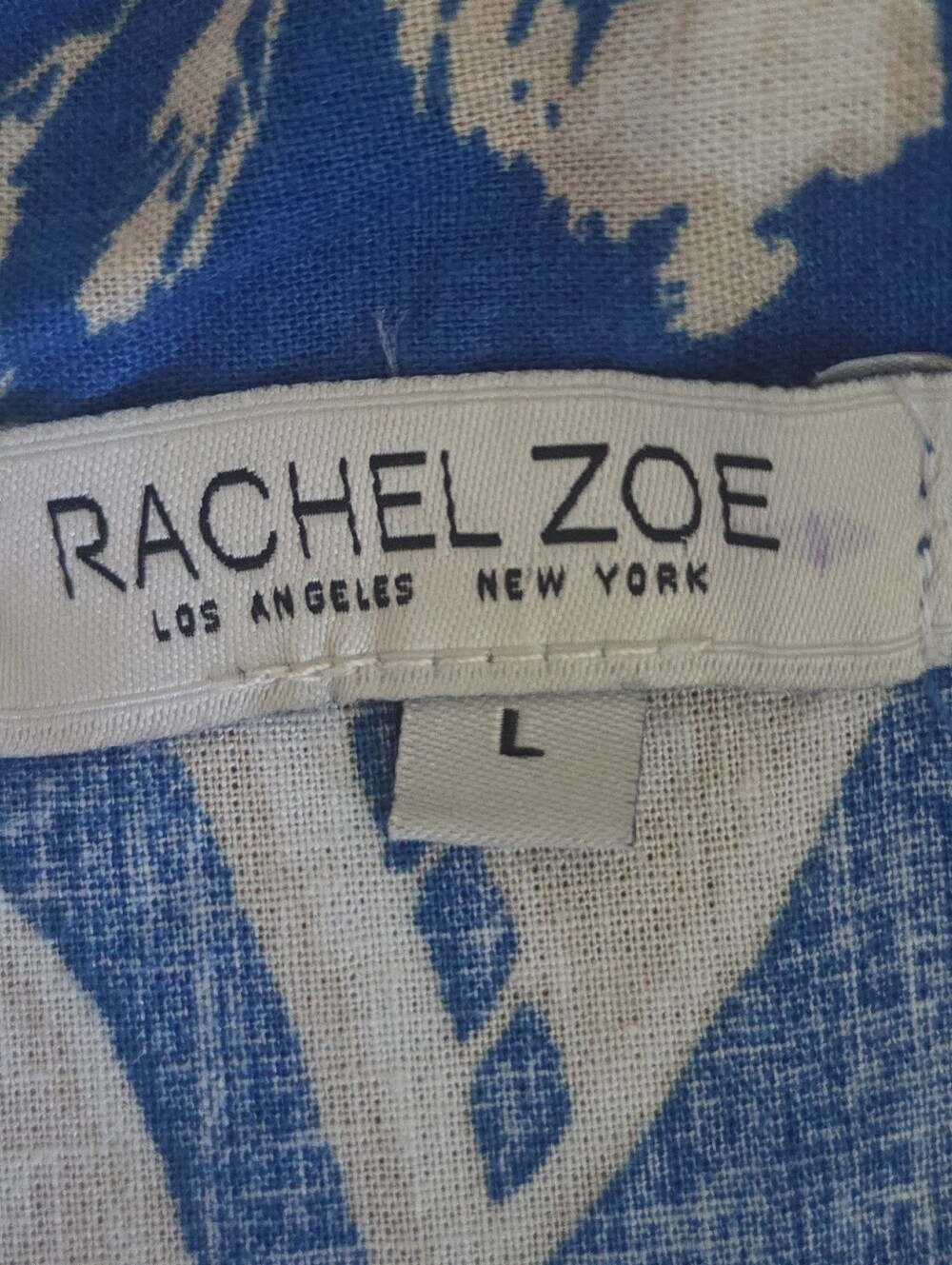Rachel Zoe Blue and Cream Floral Tie-Waist Blouse - Picture 2 of 4